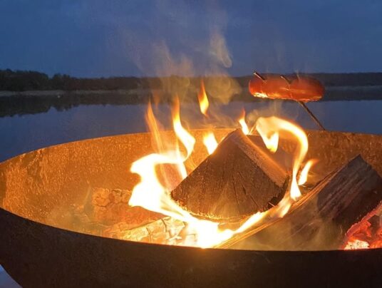 SIRVIS na wodzie, zdjęcie: ognisko na tratwie - SIRVIS - jezioro Serwy - Suwalszczyzna